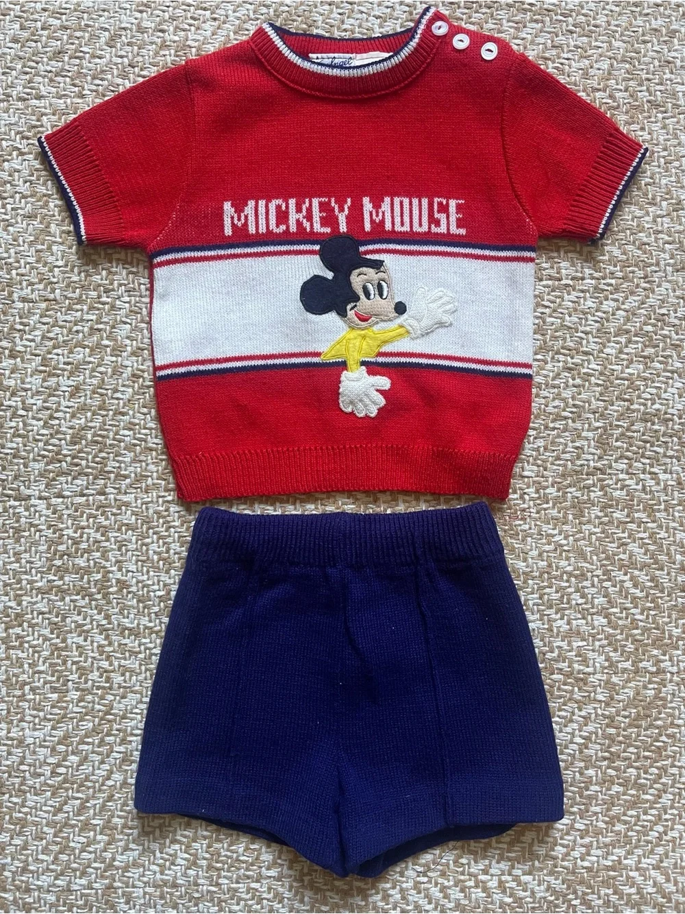 Mickey Mouse Vintage Knit Top & Shorts Set - Red & Navy